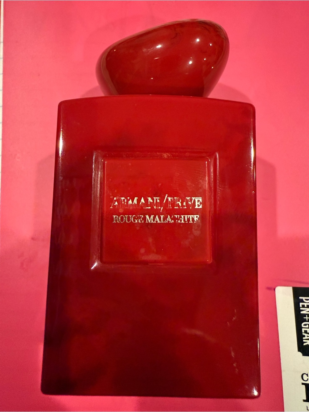 Empty Bottle of Armani Prive’ Rouge Malachite Accessory - Red marble Finish